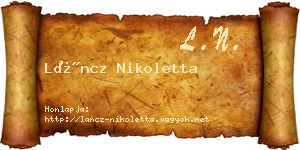 Láncz Nikoletta névjegykártya